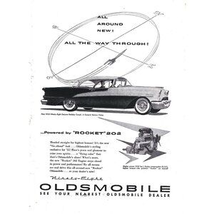 Ninety Eight Oldsmobile rocket 2002 Car Sedan 1950s Vintage Print Ad 9 inch